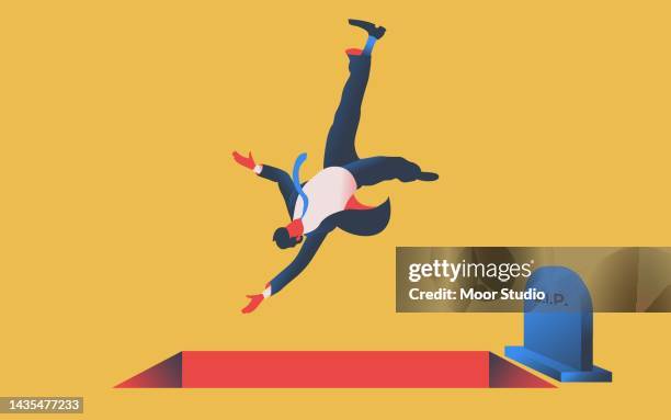 ilustraciones, imágenes clip art, dibujos animados e iconos de stock de hombre cayendo en la ilustración vectorial de la tumba. - funeral