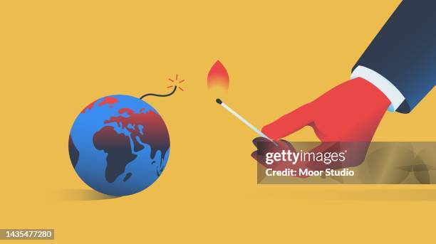 lighting the fuse of earth vector illustration. - firework explosive material stock illustrations