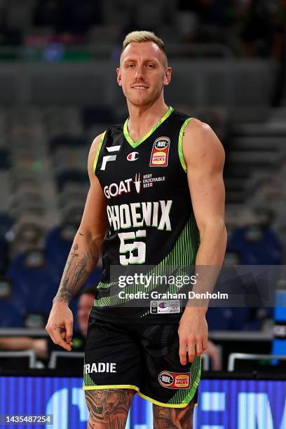 Mitchell Creek of the Phoenix warms up prior to the round four NBL match between South East Melbourne Phoenix and Brisbane Bullets at John Cain...