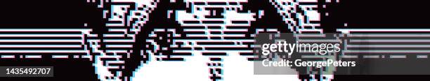 surprised face with glitch technique - computer game character stock illustrations