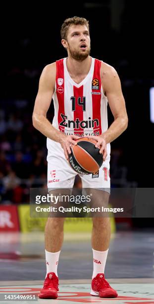 Sasha Vezenkov of Olympiacos Piraeus in action during the 2022/2023 Turkish Airlines EuroLeague Regular Season Round 4 match between Cazoo Baskonia...