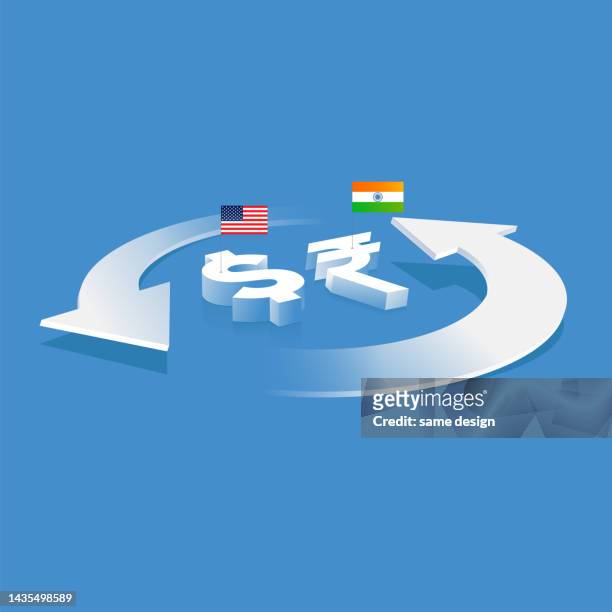 stockillustraties, clipart, cartoons en iconen met us dollar and indian rupee money exchange concept - american dollar to indian rupee