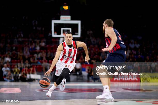 Kostas Sloukas of Olympiacos Piraeus in action during the 2022/2023 Turkish Airlines EuroLeague Regular Season Round 4 match between Cazoo Baskonia...