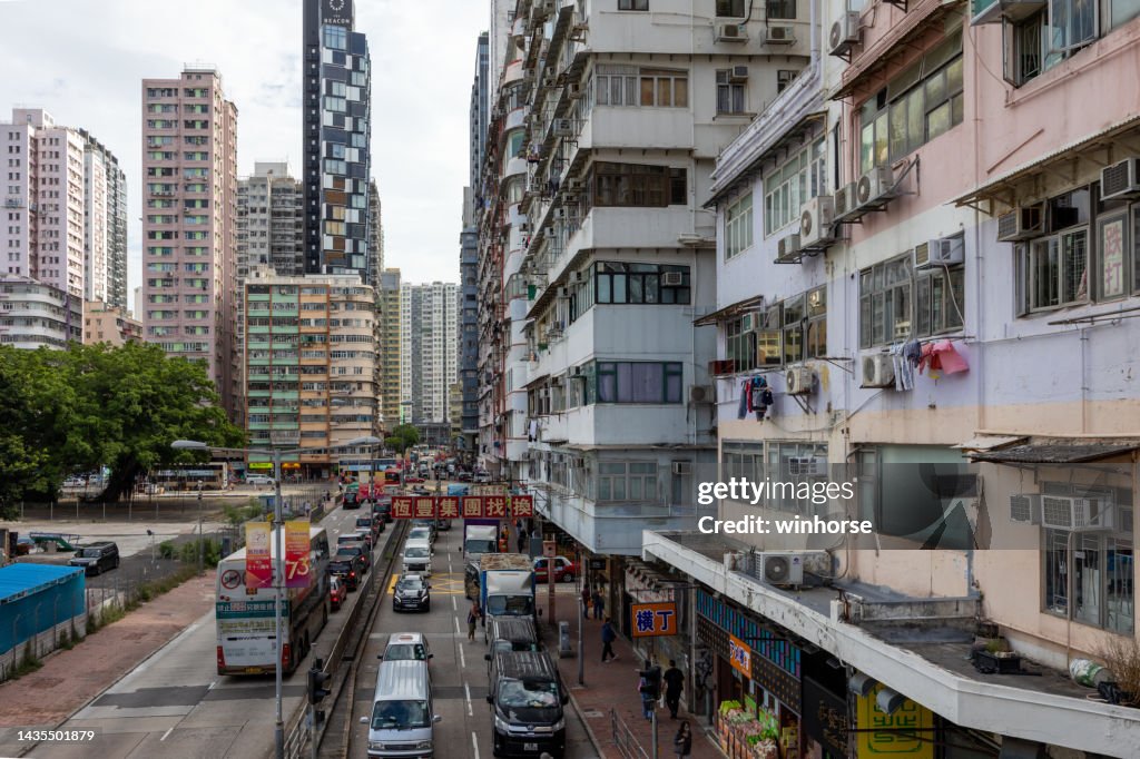 Hong Kong Street Scene In Mong Kok Kowloon Hong Kong High-Res Stock