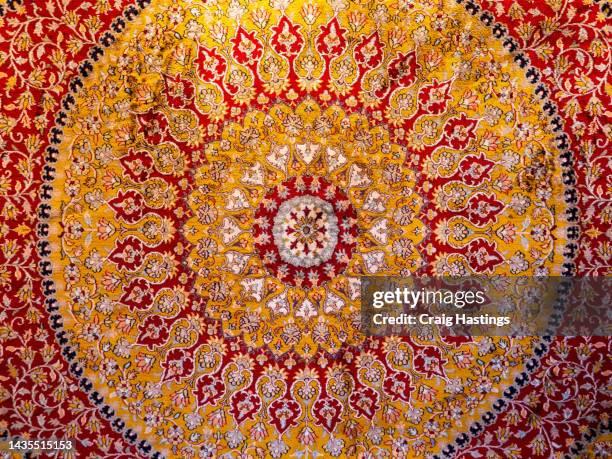full frame shot of large ornate arabic persian rug carpet wall background - bangladesh business stock pictures, royalty-free photos & images