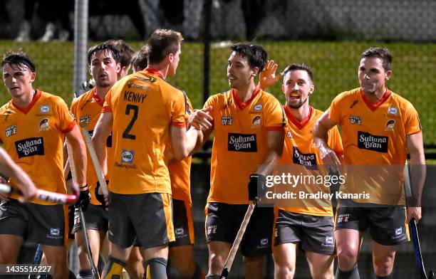 Joel Rintala of the Blaze icbtmasagduring the round four Hockey One League Men's match between Brisbane Blaze and Hockey Club Melbourne at Queensland...