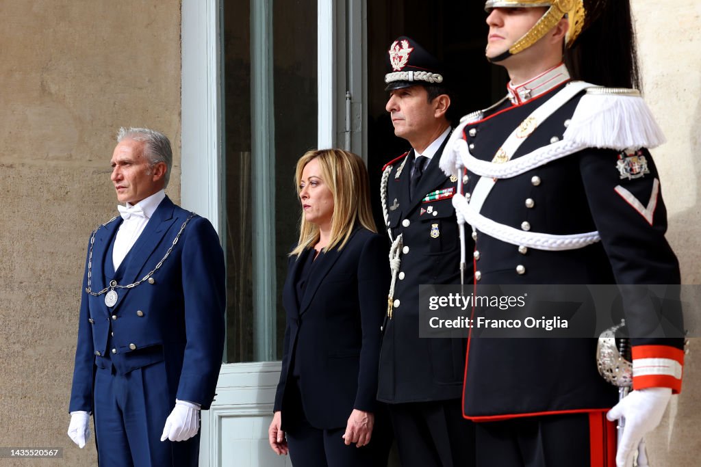 Italian Gov Newly appointed Italian Prime Minister Giorgia Meloni leaves the ...