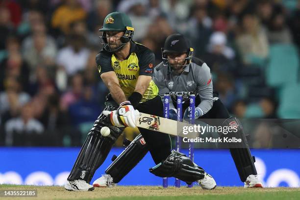 Glenn Maxwell of Australia bats during the ICC Men's T20 World Cup match between Australia and New Zealand at Sydney Cricket Ground on October 22,...