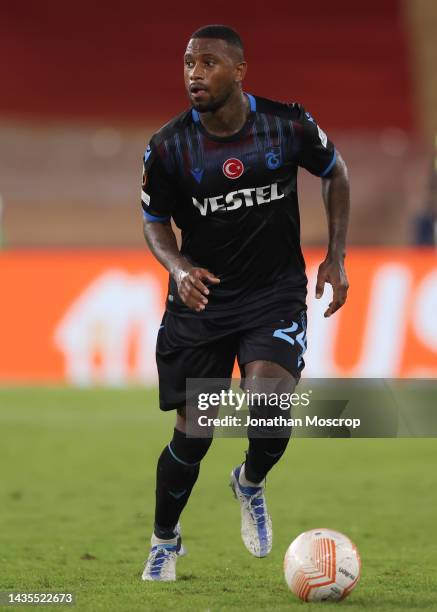 Stefano Denswil of Trabzonspor during the UEFA Europa League group H match between AS Monaco and Trabzonspor at Stade Louis II on October 06, 2022 in...