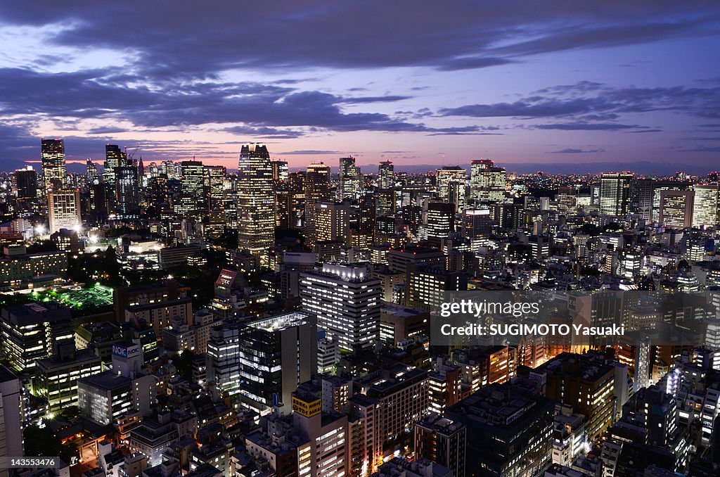 Central Tokyo at dusk