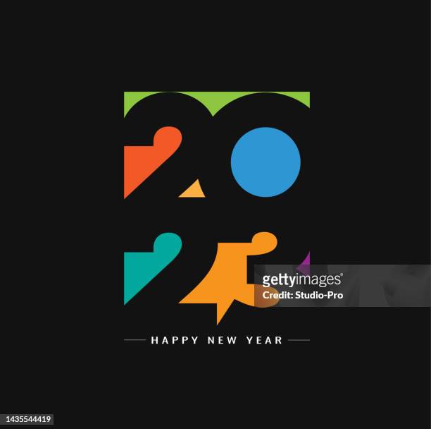 stockillustraties, clipart, cartoons en iconen met happy new year 2023 colorful text logo design template for your christmas. 2023 number for calendar, greeting card, label - annual musicares person of the year