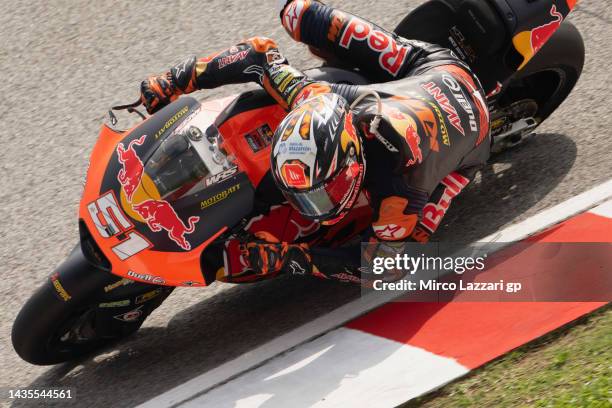 Pedro Acosta of Spain and Red Bull KTM Team Ajo rounds the bend during the MotoGP of Malaysia - Qualifying at Sepang Circuit on October 22, 2022 in...