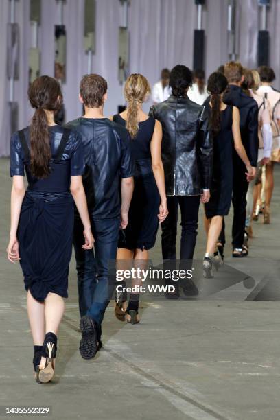 Models on the runway at Diesel Black Gold\'s spring 2012 show at Pier 94.