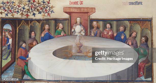 The Appearance of the Holy Grail. From Queste del Saint-Graal, 15th century. Found in the collection of the Bibliothèque Nationale de France. Artist...
