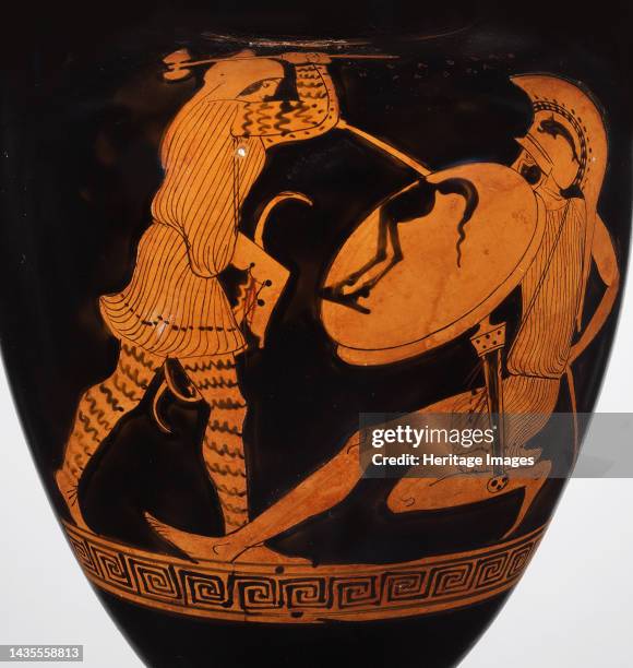Combat between an Amazon and a Greek. , ca 470-460 BC. Found in the collection of the Metropolitan Museum of Art, New York. Artist Alcimachus Painter...