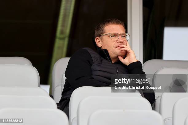 Sporting Director of RB Leipzig Max Eberl looks on during the Bundesliga match between Bayer 04 Leverkusen and VfL Wolfsburg at BayArena on October...