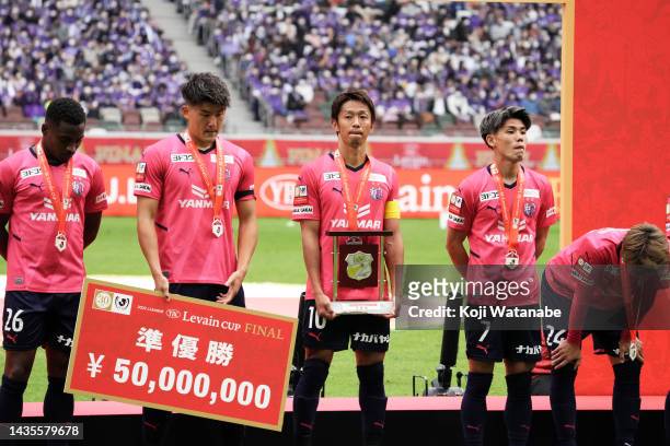 Hiroshi Kiyotake of Cerezo Osaka shows their dejection after during the J.LEAGUE YBC Levain Cup final between Cerezo Osaka and Sanfrecce Hiroshima at...