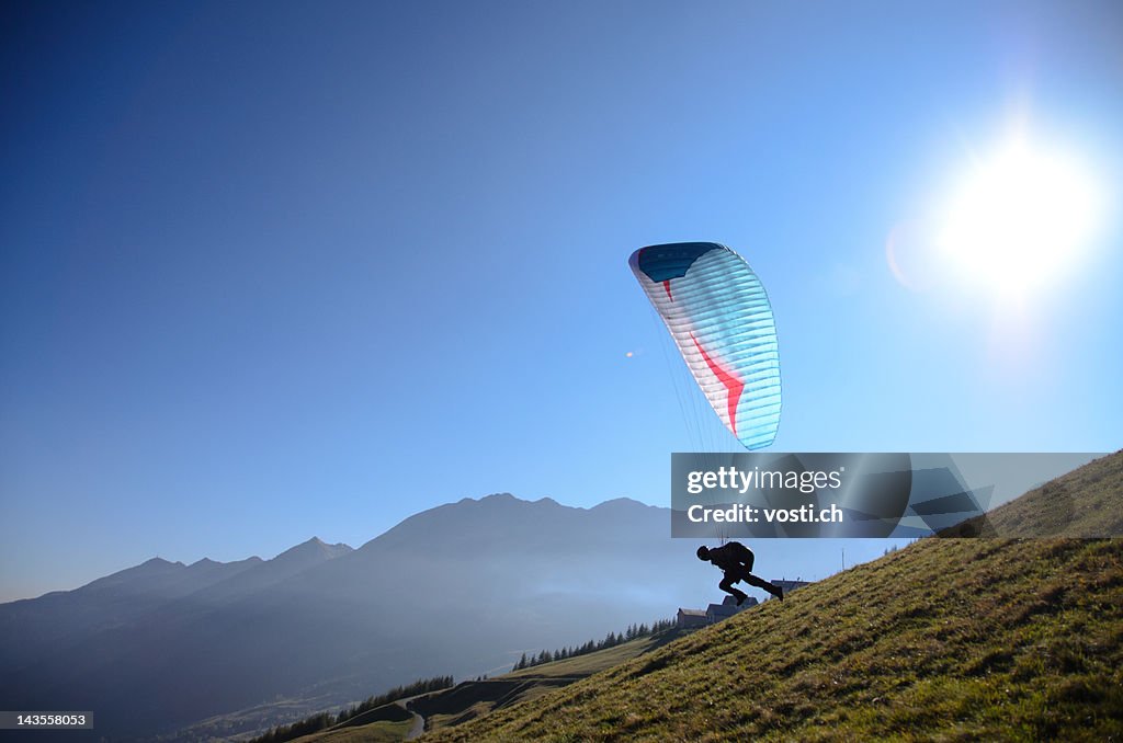 Paraglider take off