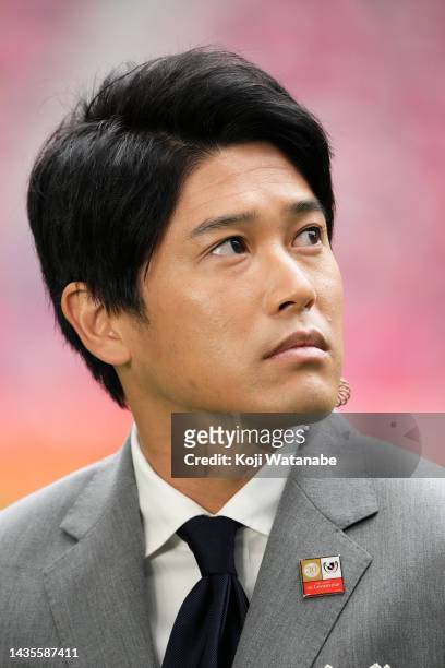 Atsuto Uchida looks on during the J.LEAGUE YBC Levain Cup final between Cerezo Osaka and Sanfrecce Hiroshima at National Stadium on October 22, 2022...