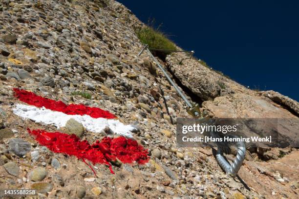 Path Marking Rope Way Mark And Safety Rope On Rock Wall High-Res Stock Photo - Getty Images