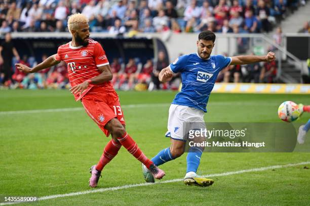 Eric Maxim Choupo-Moting of Bayern Munich scores their team's second goal during the Bundesliga match between TSG Hoffenheim and FC Bayern München at...