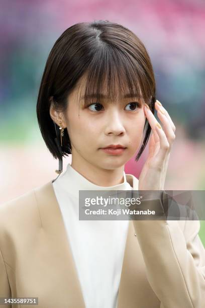 Yui Suzuki looks on during the J.LEAGUE YBC Levain Cup final between Cerezo Osaka and Sanfrecce Hiroshima at National Stadium on October 22, 2022 in...