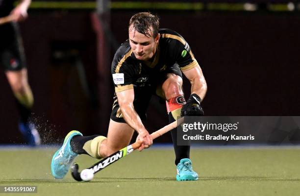 Josh Simmonds of Melbourne in action during the round four Hockey One League Men's match between Brisbane Blaze and Hockey Club Melbourne at...