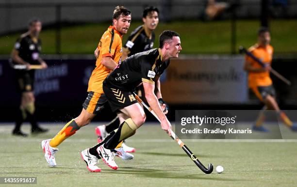 Jonno Bretherton of Melbourne in action during the round four Hockey One League Men's match between Brisbane Blaze and Hockey Club Melbourne at...