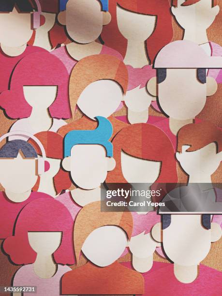 people  paper cut background - creative crowd imagens e fotografias de stock