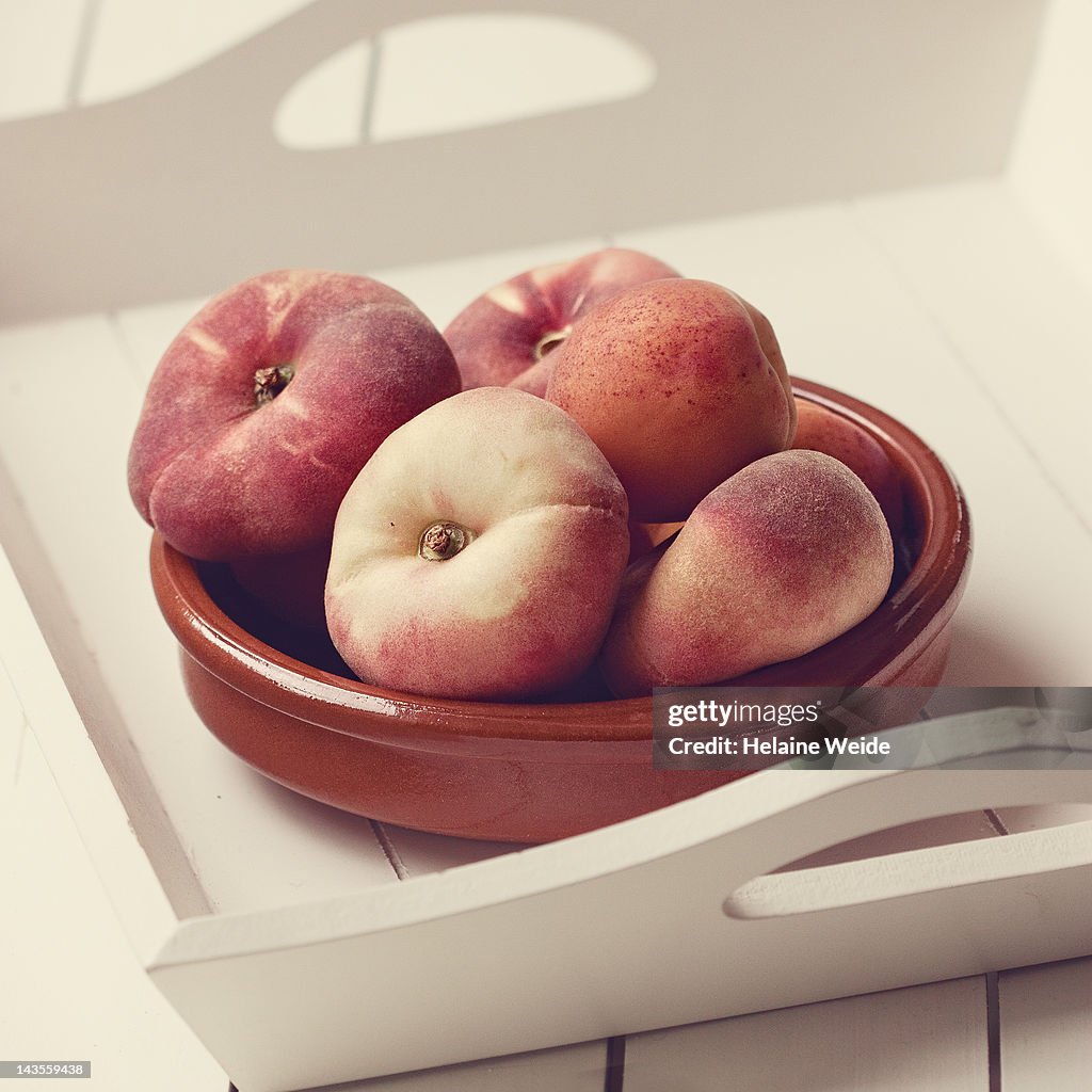 Peaches on tray