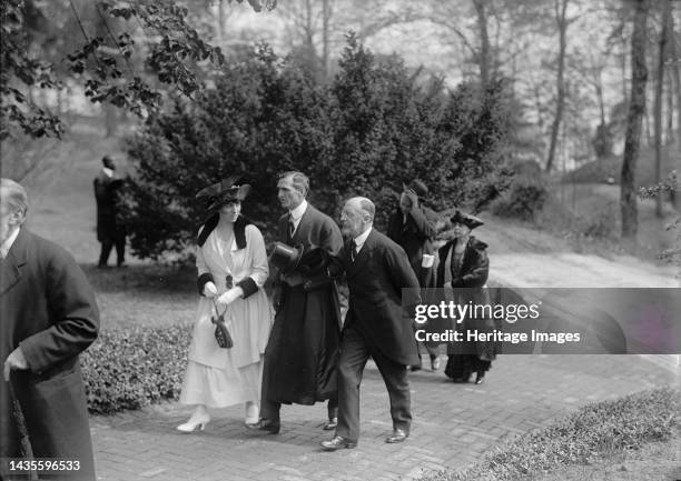 Allied Commission To U.S. At Mount Vernon. In Groups Stolling About Grounds, Most Important Persons Only: Secretary And Mrs. Mcadoo, 1917....