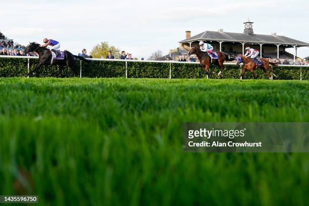Ryan Moore riding Auguste Rodin win The Vertem Futurity Trophy Stakes at Doncaster Racecourse on October 22, 2022 in Doncaster, England.