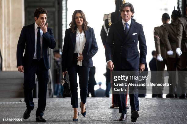 Newly appointed Minister for Tourism, Daniela Santanche' arrives at Quirinale presidential palace to attend the swearing in ceremony of the new...