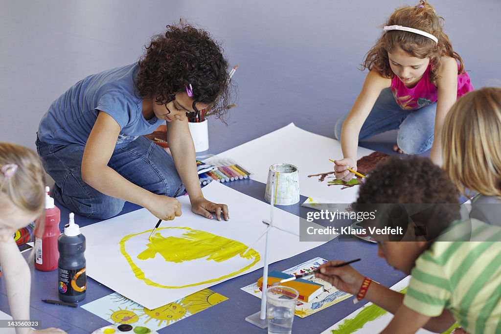 Kids painting in schoolclass