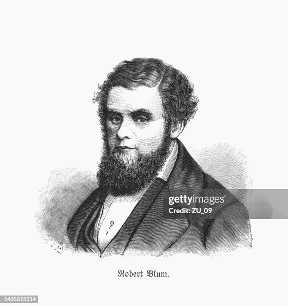 robert blum (1807-1848), german politician and poet, woodcut, published 1893 - robert_blum stock illustrations