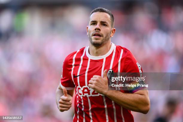 Christian Guenter of Freiburg looks on during the Bundesliga match between Sport-Club Freiburg and SV Werder Bremen at Europa-Park Stadion on October...