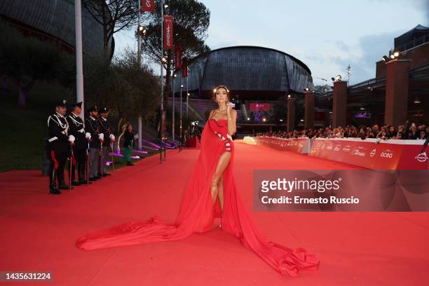Mădălina Diana Ghenea attends the red carpet for "Era Ora" during the 17th Rome Film Festival at Auditorium Parco Della Musica on October 22, 2022 in...
