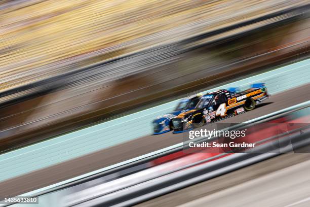 John Hunter Nemechek, driver of the GEARWRENCH Toyota, drives during the NASCAR Camping World Truck Series Baptist Health 200 at Homestead-Miami...