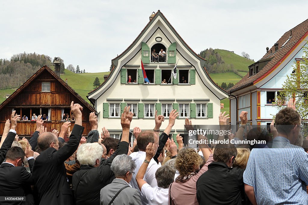 People Vote During A Landsgemeinde