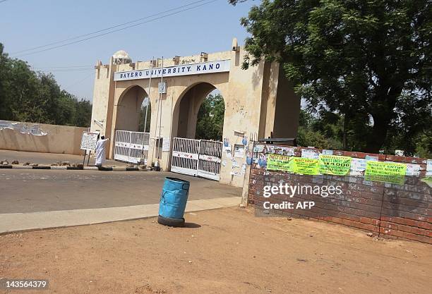 View of the gate of Bayero University in northern Nigerian city of Kano where christian worshippers were killed and others seriously injured in...