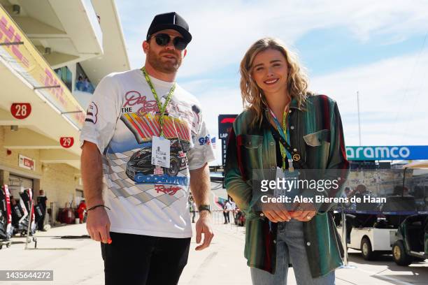 Chloe Grace Moretz and Conor Daly visit Williams Racing during the Formula 1 United States Grand Prix at Circuit of The Americas on October 22, 2022...