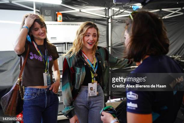 Chloe Grace Moretz and Jamie Chadwick visit Williams Racing during the Formula 1 United States Grand Prix at Circuit of The Americas on October 22,...