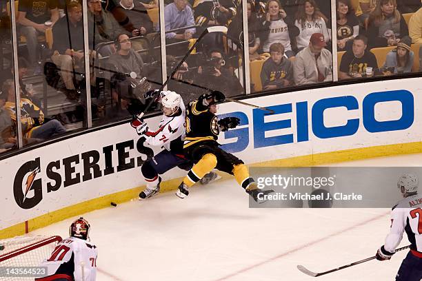 Washington Capitals John Carlson in action vs Boston Bruins Brad Marchand in action vs at TD Garden. Game 7. Boston, MA 4/25/2012 CREDIT: Michael J....