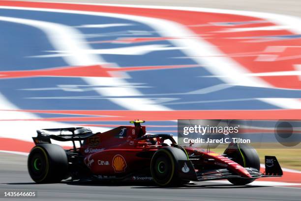 Carlos Sainz of Spain driving the Ferrari F1-75 on track during final practice ahead of the F1 Grand Prix of USA at Circuit of The Americas on...