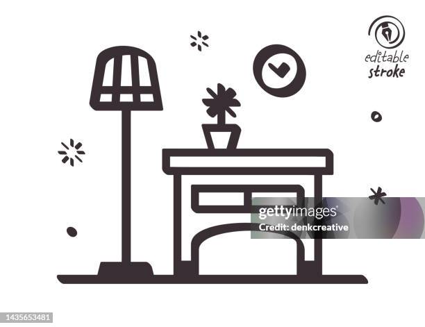 playful line illustration for waiting room - waiting room clinic stock illustrations