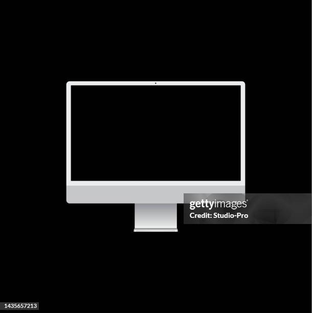 weiße desktop-computervorlage ähnlich dem imac-modell - breitwand stock-grafiken, -clipart, -cartoons und -symbole