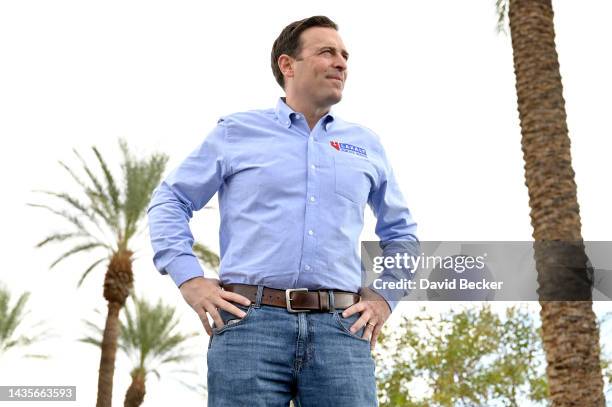 Nevada Republican U.S. Senate nominee Adam Laxalt looks on during a campaign rally on October 22, 2022 in Las Vegas, Nevada. Laxalt is in a tight...