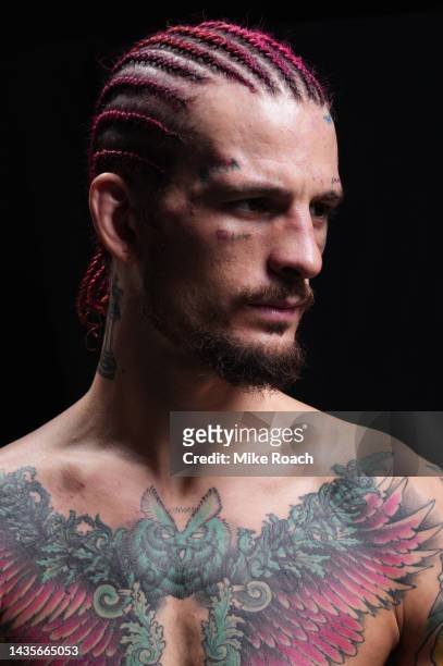 Sean O'Malley poses for a portrait after his victory during the UFC 280 event at Etihad Arena on October 22, 2022 in Abu Dhabi, United Arab Emirates.
