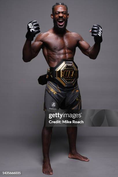 Aljamain Sterling poses for a portrait after his victory during the UFC 280 event at Etihad Arena on October 22, 2022 in Abu Dhabi, United Arab...