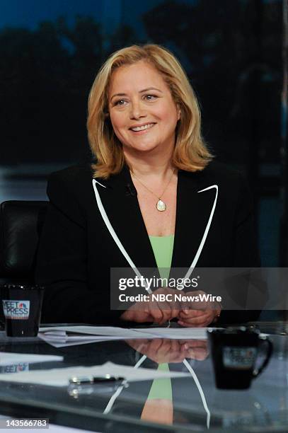 Pictured: – Hilary Rosen, Democratic Strategist, appears on "Meet the Press" in Washington D.C., Sunday, April 29, 2012.
